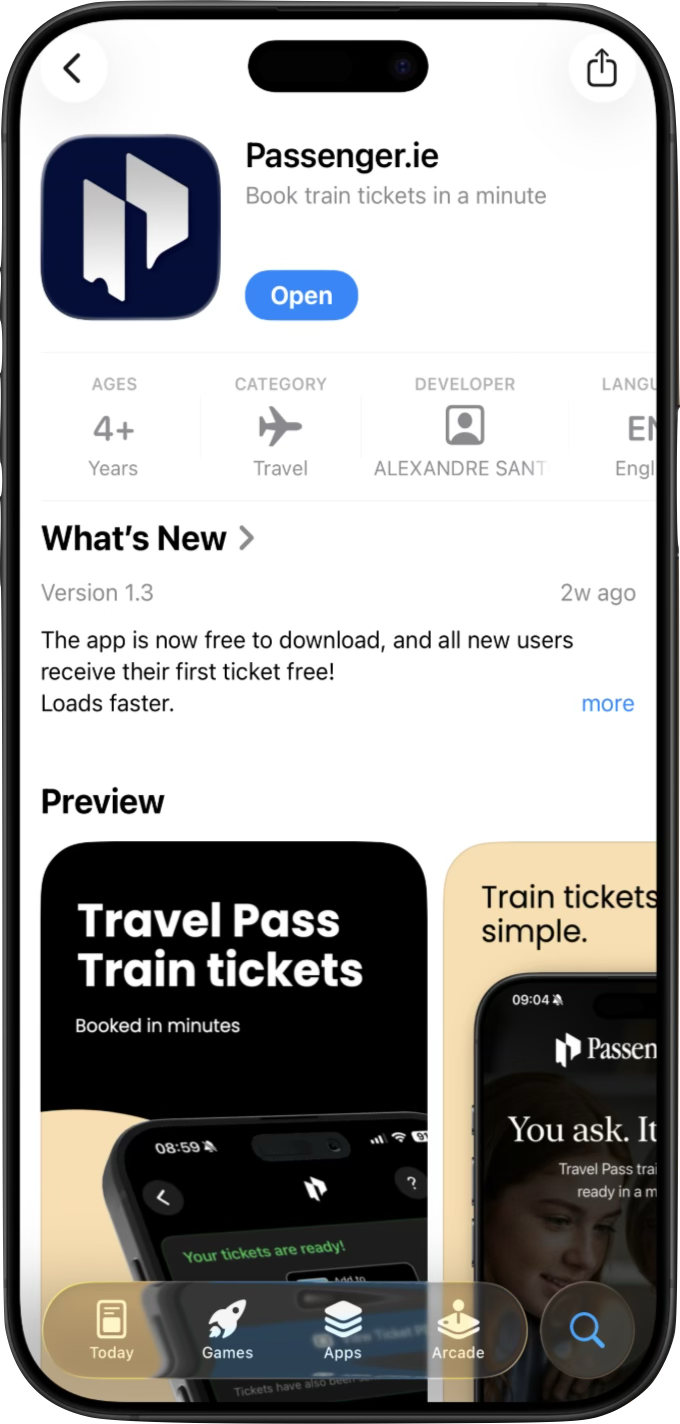 Passenger.ie mobile app screenshot